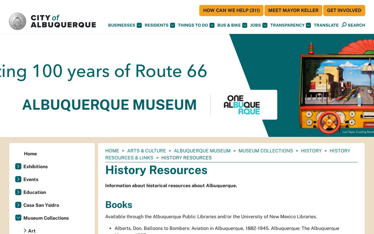Albuquerque city directory Museum history resources