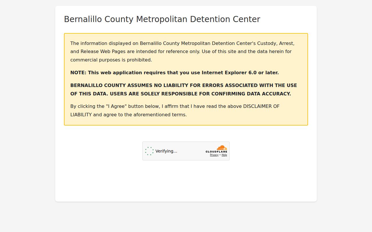 Albuquerque neighbors screenshot of the Bernalillo County MDC custody list