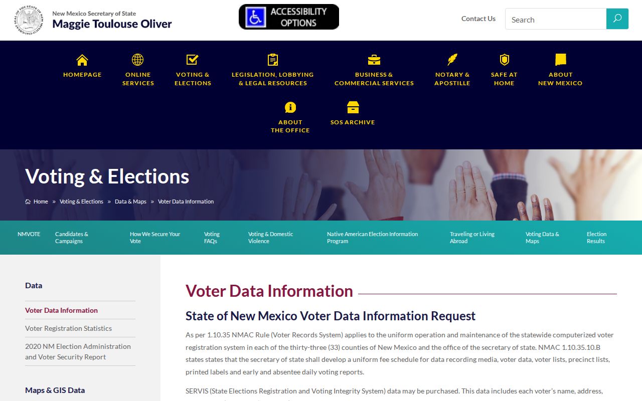 Albuquerque resident lookup screenshot of New Mexico voter data information