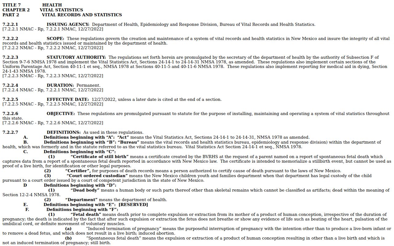 Albuquerque resident lookup screenshot of New Mexico vital-record access rules