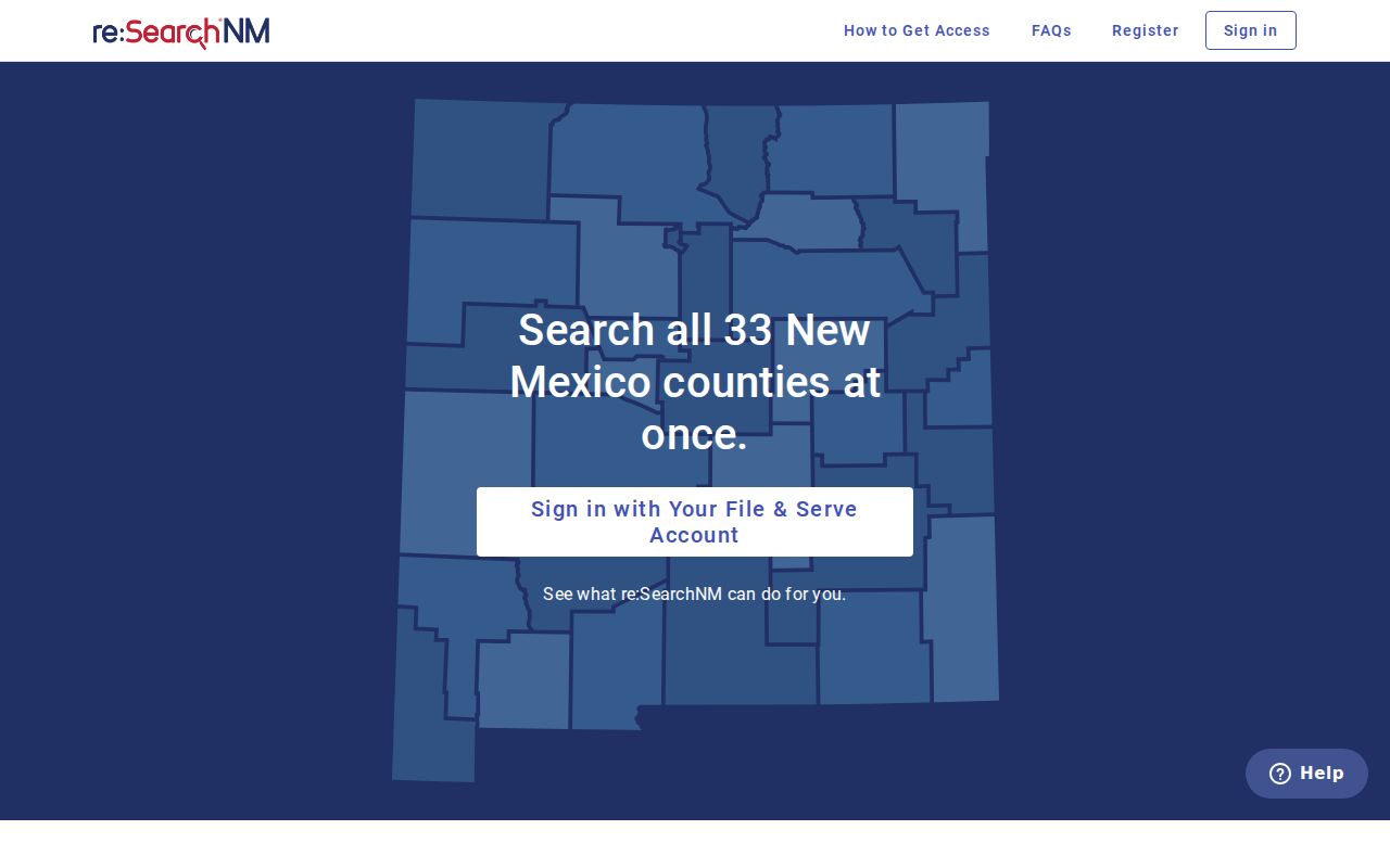 Albuquerque resident lookup screenshot of the re:SearchNM court records route