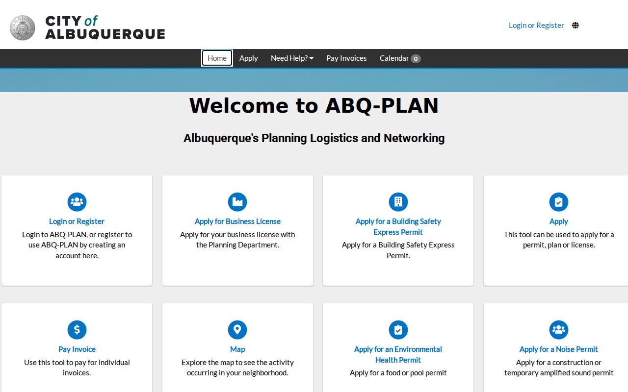 Albuquerque street directory ABQ-PLAN public search