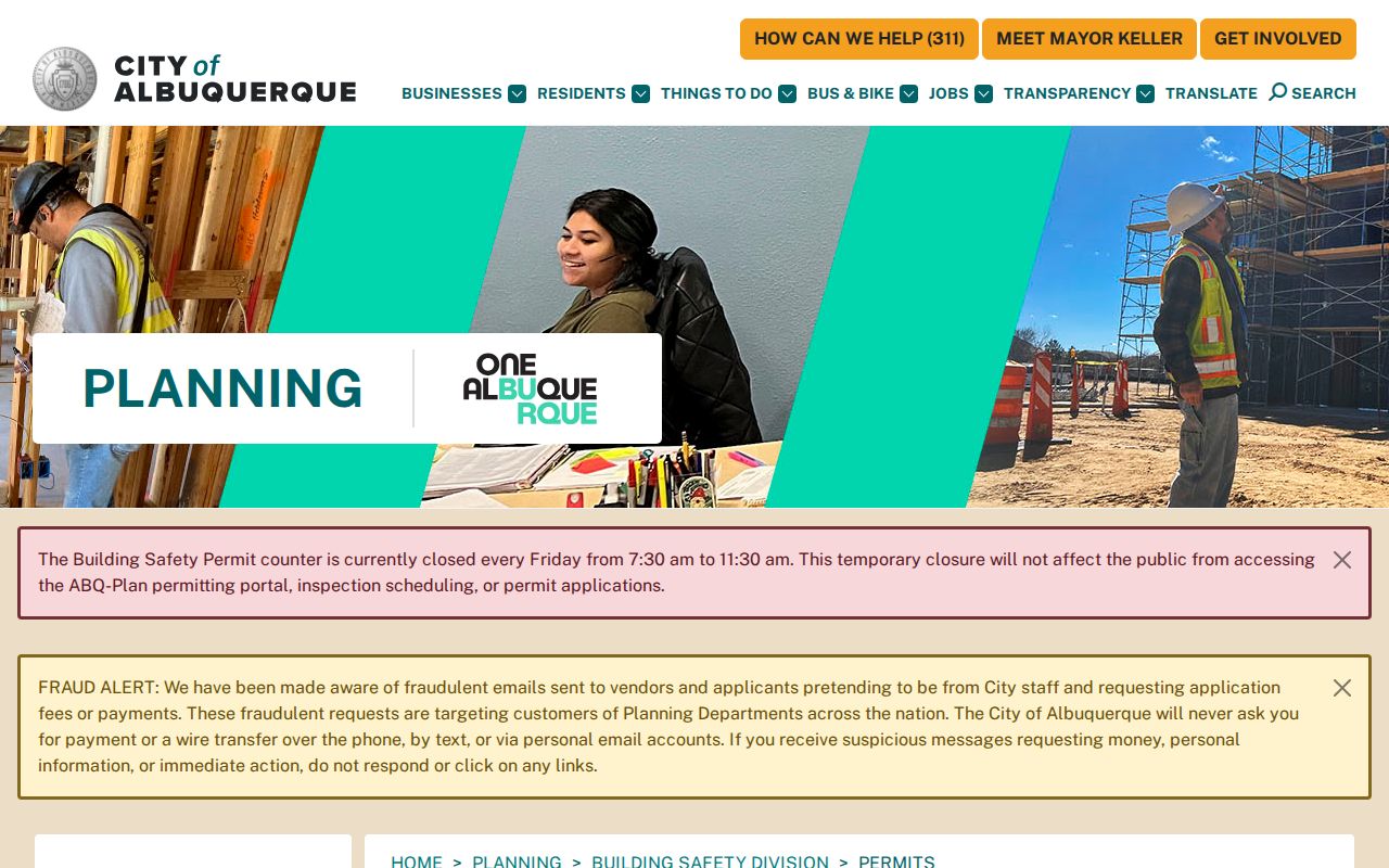 Albuquerque street directory building permits resource